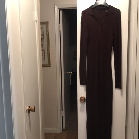 Sexy Two-piece brown MODA Int’l maxi sleeveless sweater dress with duster - Picture 3 of 5